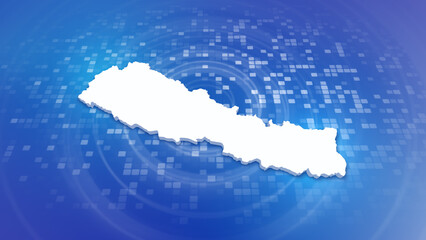 Obraz premium Nepal 3D Map on Minimal Corporate Background Multi Purpose Background with Ripples and Boxes with 3D Country Map Useful for Politics, Elections, Travel, News and Sports Events 