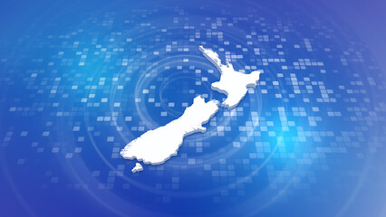 Obraz na płótnie Canvas New Zealand 3D Map on Minimal Corporate Background Multi Purpose Background with Ripples and Boxes with 3D Country Map Useful for Politics, Elections, Travel, News and Sports Events 