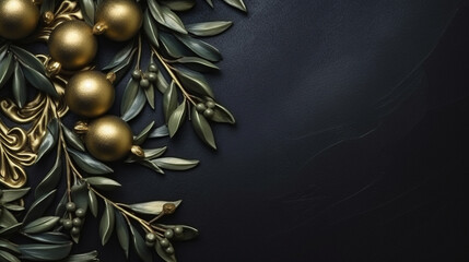 Christmas background with a olive ornament. generative ai