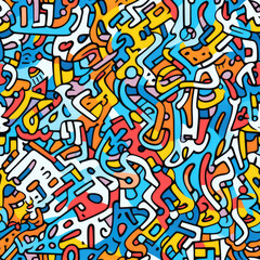 Fototapeta na wymiar Graffiti funky doodles repeat pattern