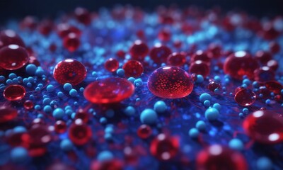 Macroscope Showing Behavior Of Cell In Blue And Red Color