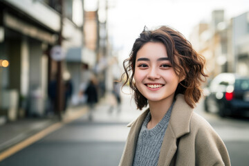 portrait of a smiling woman, smiling faces reflect the joy of blissful scene