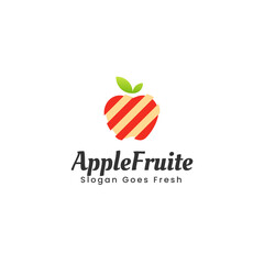 Vector Logo Illustration Fruit Apple Gradient Colorful Style.