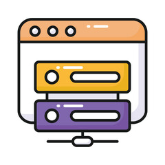 Web Page with data server denoting web hosting concept vector, web server icon