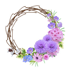 beautiful purple wreath on transparent background