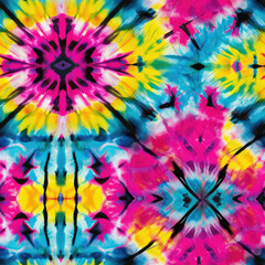 Tie Dye cmyk colorful repeat pattern