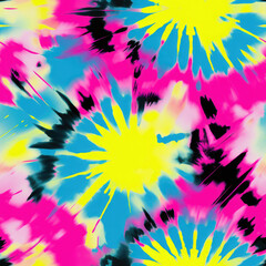 Fototapeta na wymiar Tie Dye cmyk colorful repeat pattern