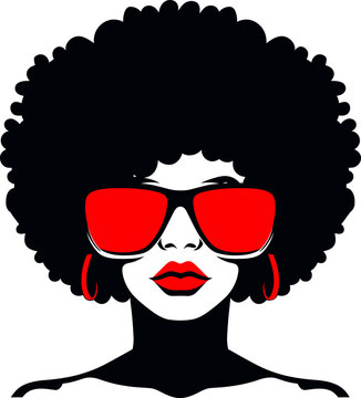girl with afro hair and sunglasses