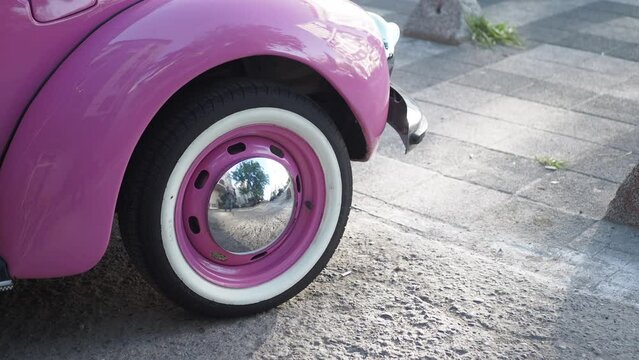 pink color Classic car wheel ,