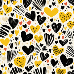 Cute hearts doodles repeat pattern