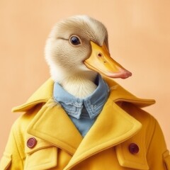 Studio portrait of a business duck dressed in human clothing. Generative Ai