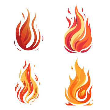 set of fire flames symbol element
