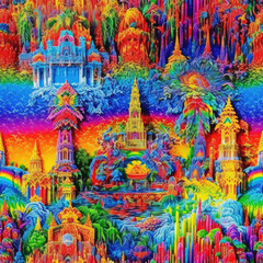 Obraz premium Candy land fantasy colorful repeat pattern