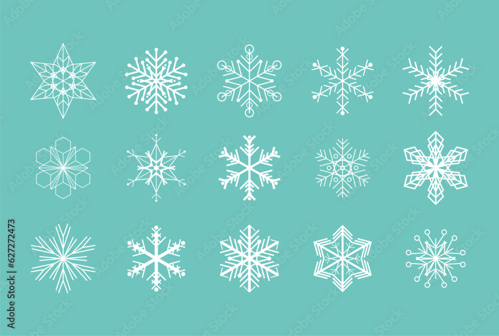 Poster set of snowflake in flat design vector