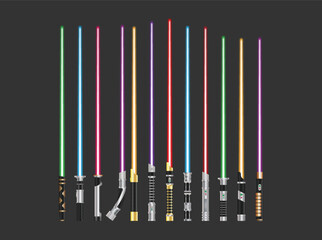 Vector colorful illustration with futuristic swords