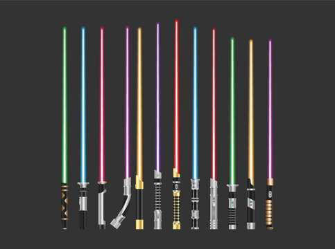 Vector colorful illustration with futuristic swords