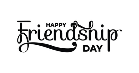 Happy Friendship Day vector typographic design. Handwritten modern text calligraphy. Inspirational lettering about friendship. Greeting card, poster, tee shirt print, the happy holiday of amity.
