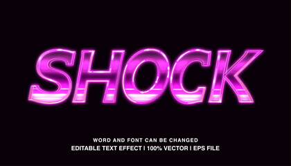 Shock editable text effect template, purple neon light futuristic style typeface, premium vector