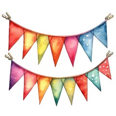 Fototapeta premium Illustration Watercolor Detailed Colorful Bunting