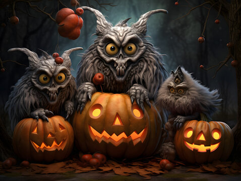 halloween pumpkins with bats
