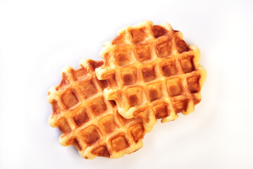 Belgian waffles isolated on a white background   