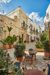 Spectacular spring cityscape of Polignano a Mare town, Puglia region, Italy, Europe. Colorful...