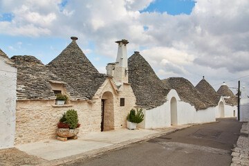 Generic view of Alberobello with trulli roofs and terraces, Apulia region