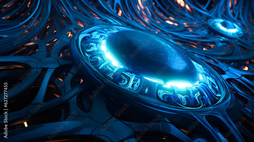 Poster abstract artificial intelligence or digital advanced technology concept illustration. illuminated gl