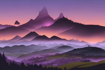 Mountains range landscape. AI generated illustration