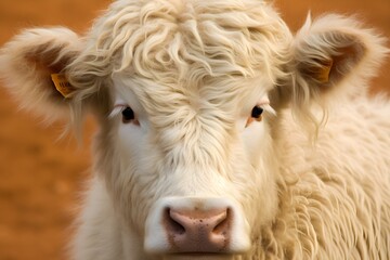 a close up of a white cow