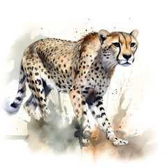 a watercolor painting of a cheetah