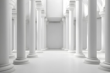 a white room with columns