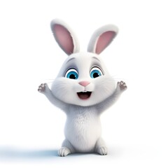 a cartoon rabbit with its hands up