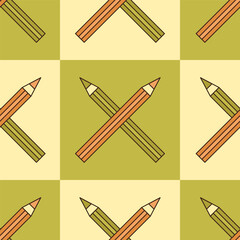 Retro style seamless vector pattern with pencils