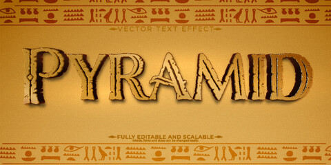 Pyramid text effect; editable egypt and ancient text style - obrazy, fototapety, plakaty