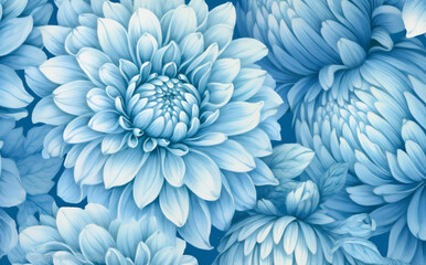 garden vintage background flower design seamless blue illustration leaf pattern floral. Generative AI.