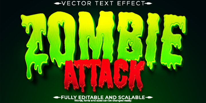 Zombie horror text effect, editable monster and scary text style