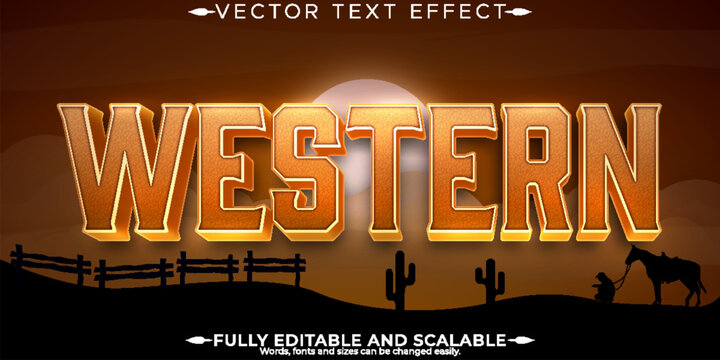 Western text effect, editable cowboy and wild text style.