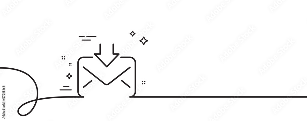 Poster mail download line icon. continuous one line with curl. incoming messages correspondence sign. e-mai