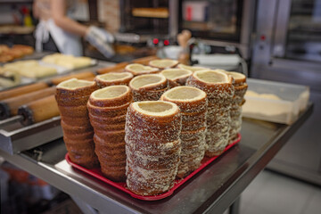 Freshly baked Hungarian spiral buns..