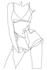 Female figure. Linear drawing, a linear drawing of a beautiful female body