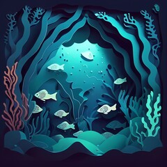 fish and algae paper style Generative AI