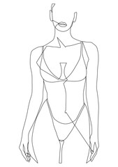 Female figure. Linear drawing, linear drawing of a beautiful female body.