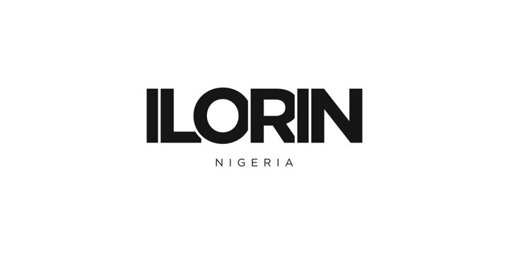 Ilorin in the Nigeria emblem. The design features a geometric style, vector illustration with bold typography in a modern font. The graphic slogan lettering.