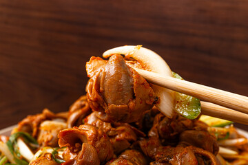 Seasoned whelk vegetables mixed with whelk with sweet and spicy seasoning