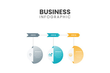 Infographic design vector with circle and marketing icon diagram 3 steps