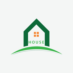 Vector green eco house logo concept