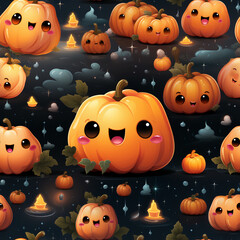 Halloween Funny Pumpkins Seamless background