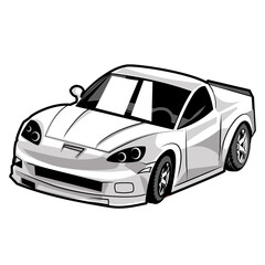 Fototapeta na wymiar black and white car illustration 2