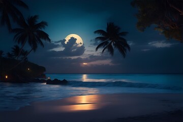 tropical island with palm trees